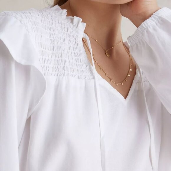 Cloth & Stone | Anthropologie Tencel Smocked Pullover Peasant Blouse | Medium - Picture 8 of 16